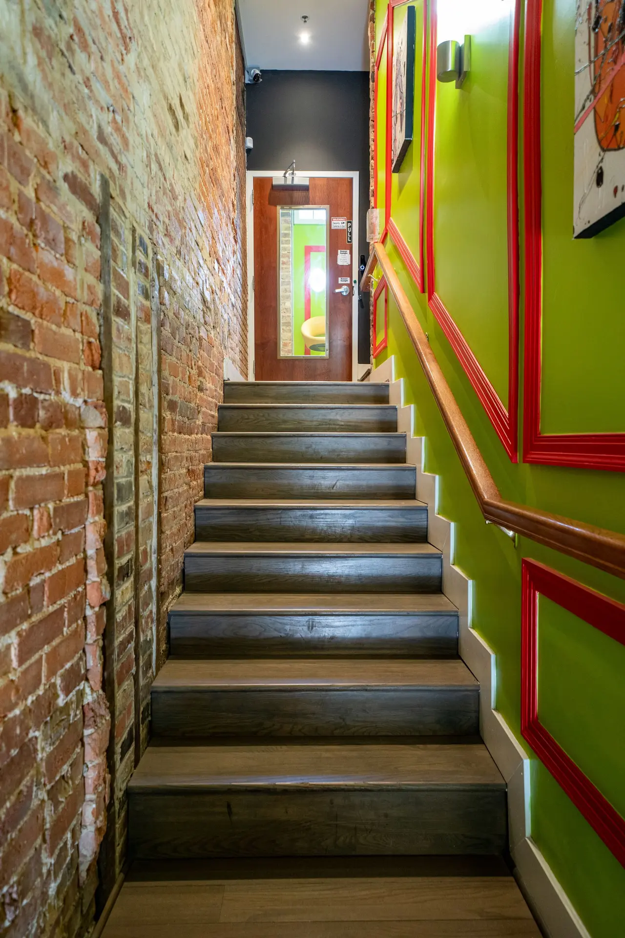 The staircase leading up to District Gaslight